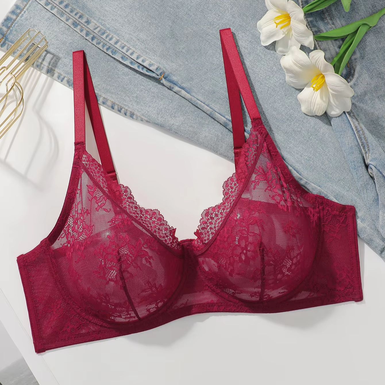 Bra Wanita Ukuran Besar Merah  - Full Coverage Bra ulasan dan harga