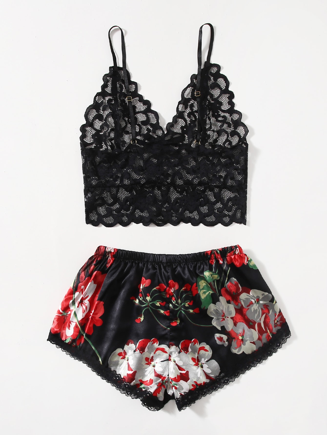 Set Piyama Renda Bunga untuk W - Lace Bralette Set ulasan dan harga